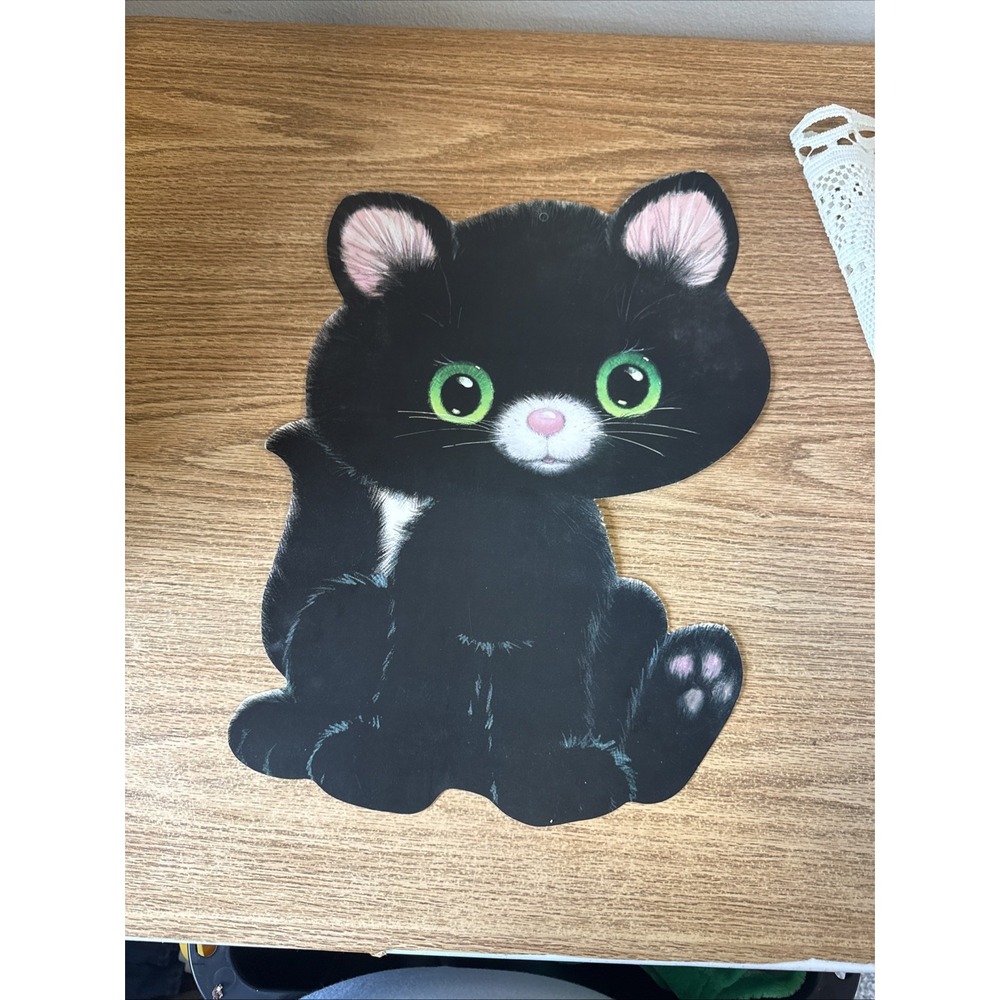 Vintage Die Cut 2 Sided Black Cat Decoration Cutout